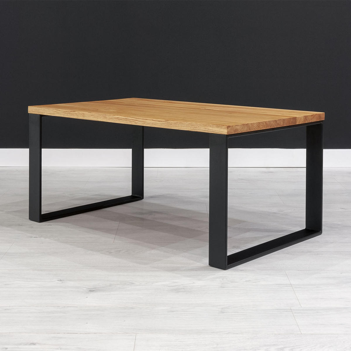 COUCHTISCH Slim aus massivem Eichenholz 80 cm - Eichefarben/Schwarz, Holz/Metall (80/60/45cm) - Danzz