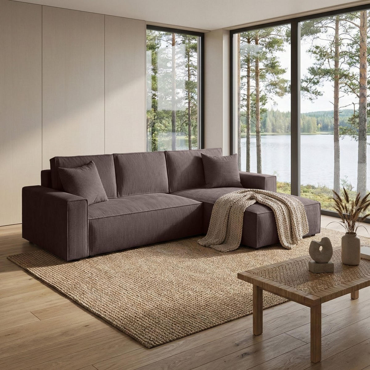 ECKSOFA Parys L braun - Schwarz/Braun, Kunststoff/Textil (290/185cm) - Beautysofa