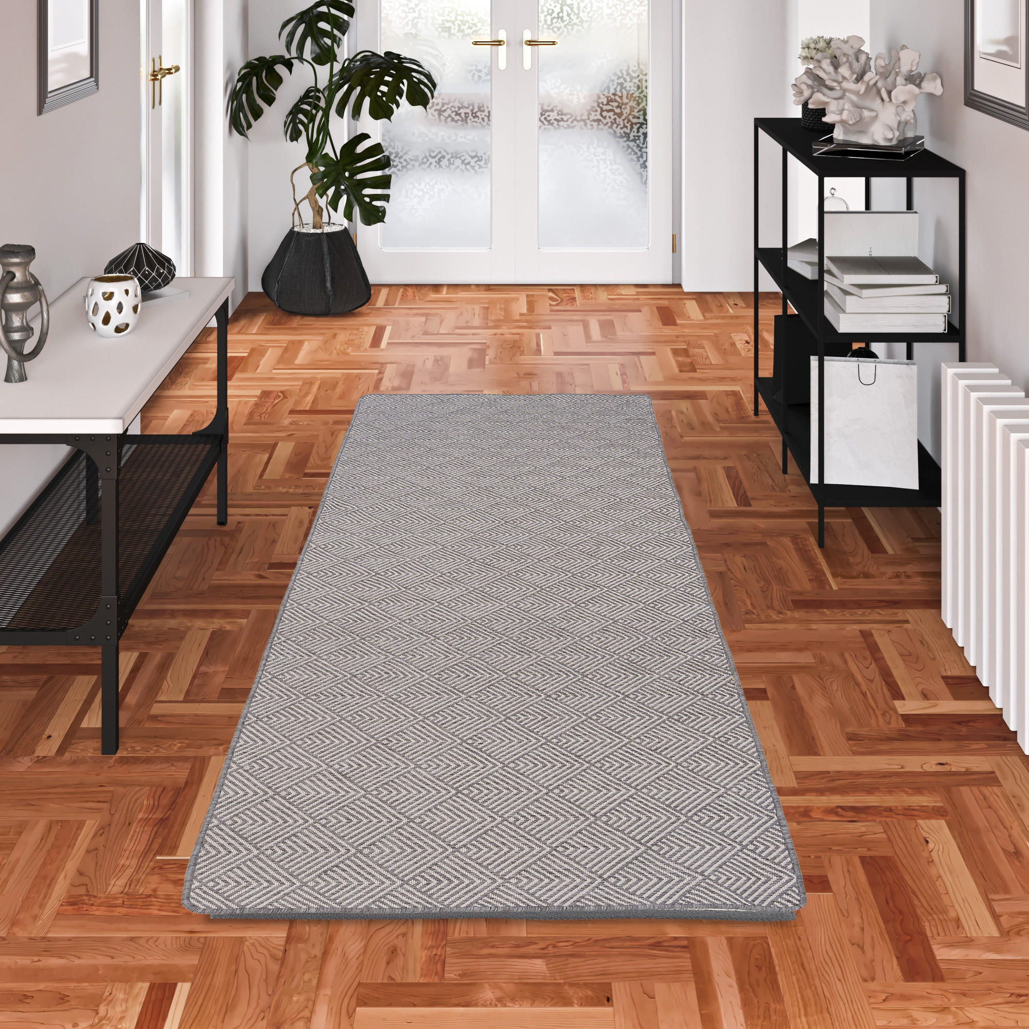 IN- UND OUTDOOR TEPPICH LÄUFER BEIDSEITIG NEWPORT - Grau, Textil (80/240cm) - Snapstyle