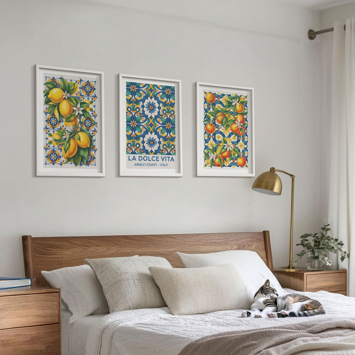 WANDBILDER 3er-Set - 40x60 cm Weißer Rahmen - Zitrusfarbene abstrakte - Weiß, Kunststoff (40/60cm) - ArtPrintCave