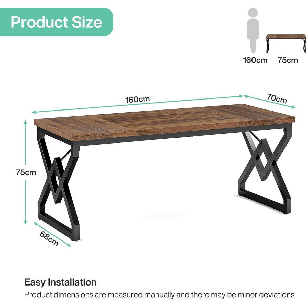 SCHREIBTISCH 160 cm Rustikales Braun - Braun, Holzwerkstoff (70/160/75cm)