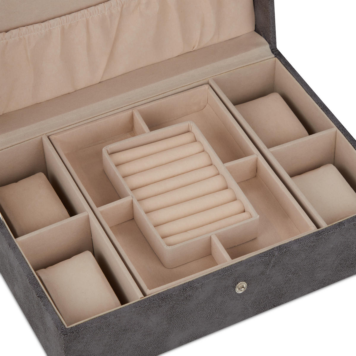 SCHMUCKKÄSTCHEN - Grau, Holzwerkstoff/Wellpappe (29/10/20cm) - Relaxdays