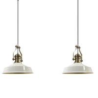 PENDELLEUCHTE Asletl Vintage 2 Flammig 41/36 cm - Weiß Hochglanz/Goldfarben, Metall (41/36cm) - Bamyum