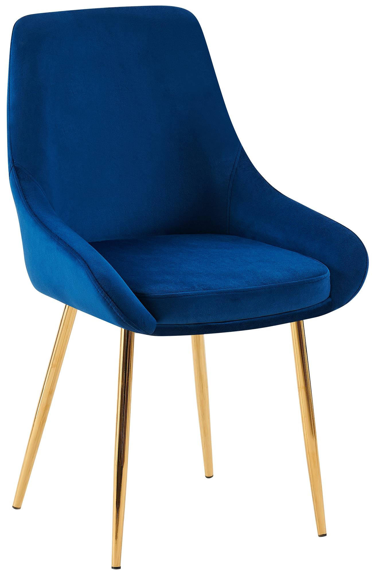 STUHL Samt Dunkelblau - Goldfarben/Dunkelblau, Textil (50/86/53cm) - CLP