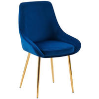 STUHL Samt Dunkelblau - Goldfarben/Dunkelblau, Textil (50/86/53cm) - CLP