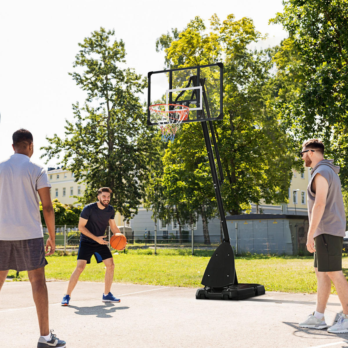 BASKETBALLSTÄNDER 236–293 cm Basketballkorb mit Ständer, Rollen Basketballanlage - Schwarz, Metall (70.5/111cm) - SPORTNOW