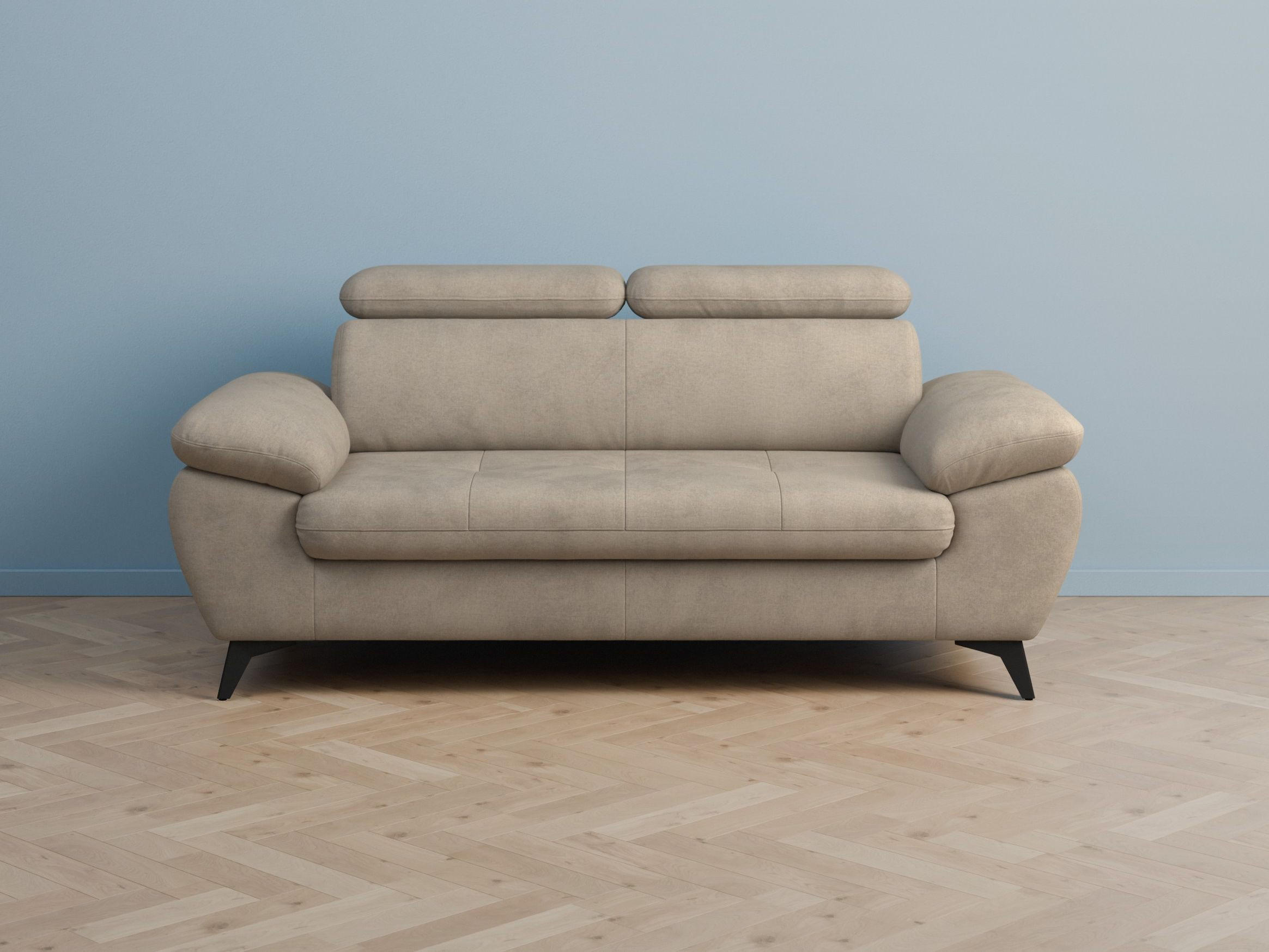 2,5-SITZER Karlstad Chenille Beige verstell. Kopfstützen B 194 cm - Sahara, Kunststoff/Textil (194/84/100cm) - foamnova