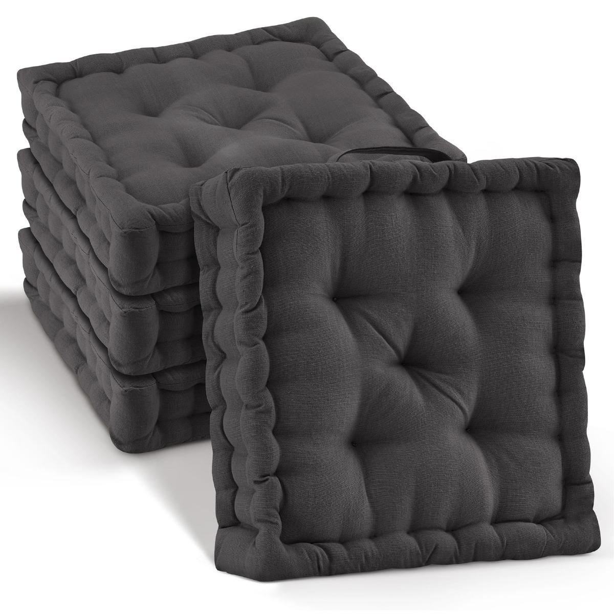 STUHLKISSEN Mila 50/50/10cm Anthrazit (4tlg) - Anthrazit, Textil (50/50/10cm) - Beautissu 