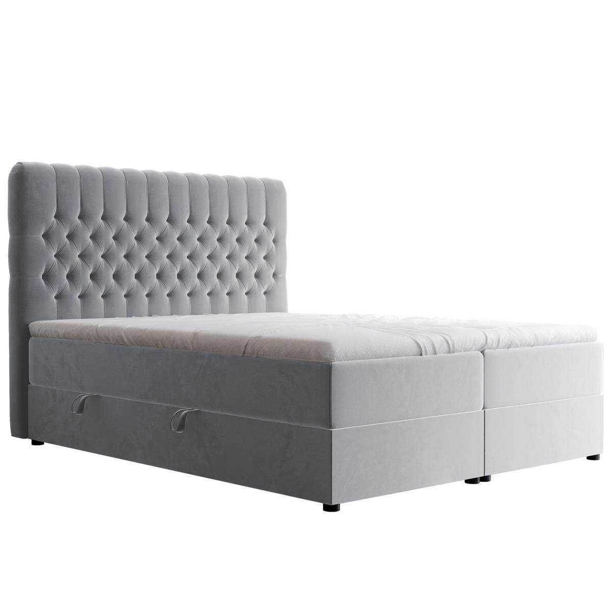 BOXBETT ALBA 140/200 cm mit Matratze und Topper, Grau - Grau, Textil (140/200cm) - Idohome
