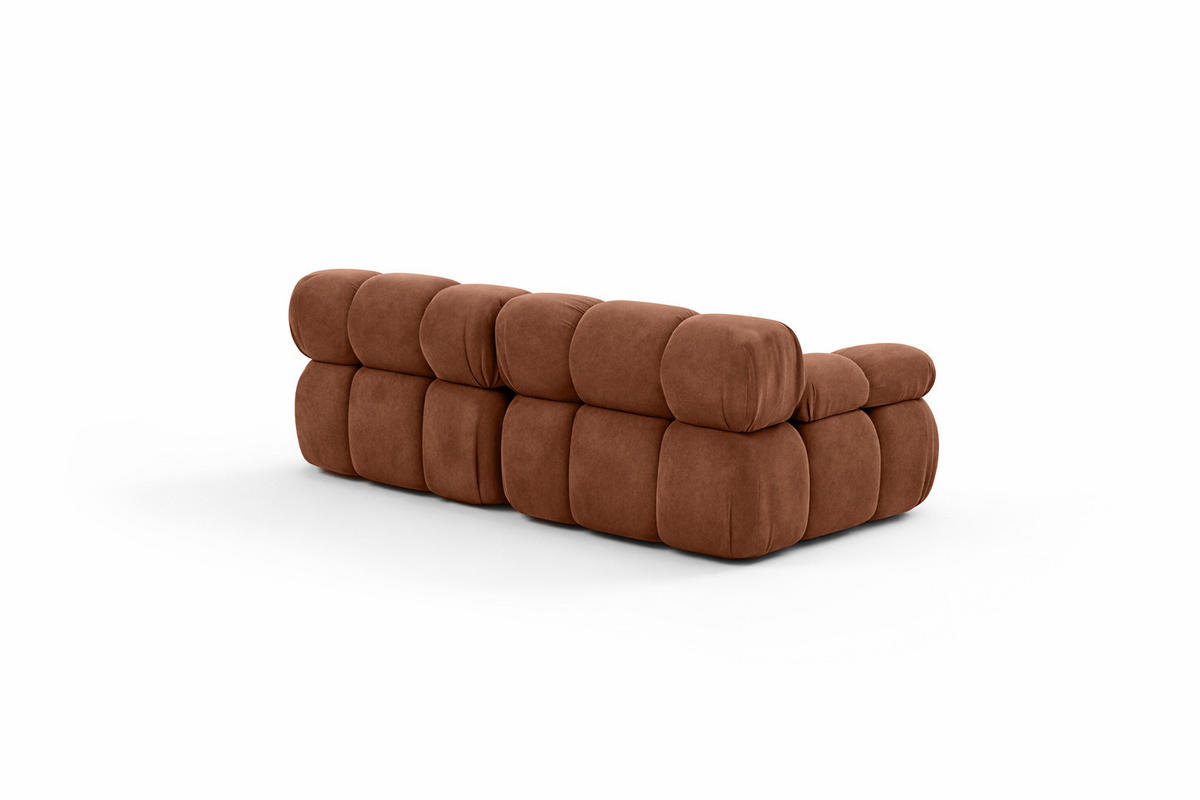COUCH, 2-Sitzer Modular, Veloursstoff Salvador, Dunkelbraun, Selia - Dunkelbraun, Holz (190/70/95cm) - Kaiser Möbel