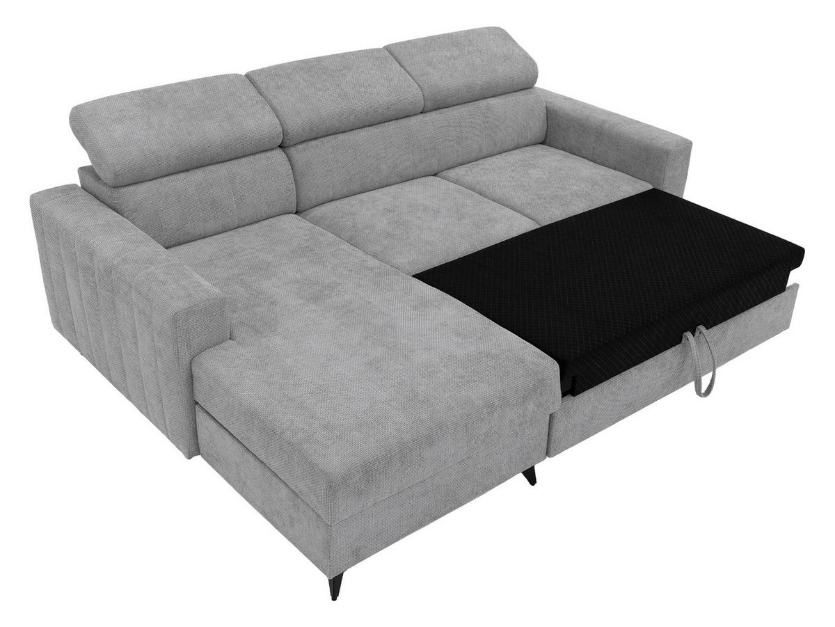 ECKSOFA Milano, Seite: Rechts 2R+LC - Dunkelgrau/Schwarz, Holz/Textil (236/172cm) - MIRJAN24