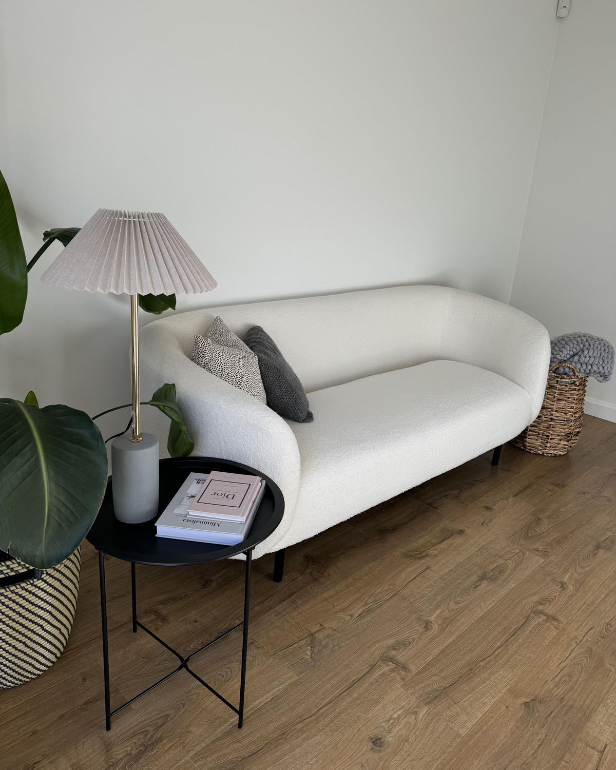 3-SITZER-SOFA Bouclé weiß/schwarz Loen - Schwarz/Weiß, Textil (200/79/70cm) - Beliani