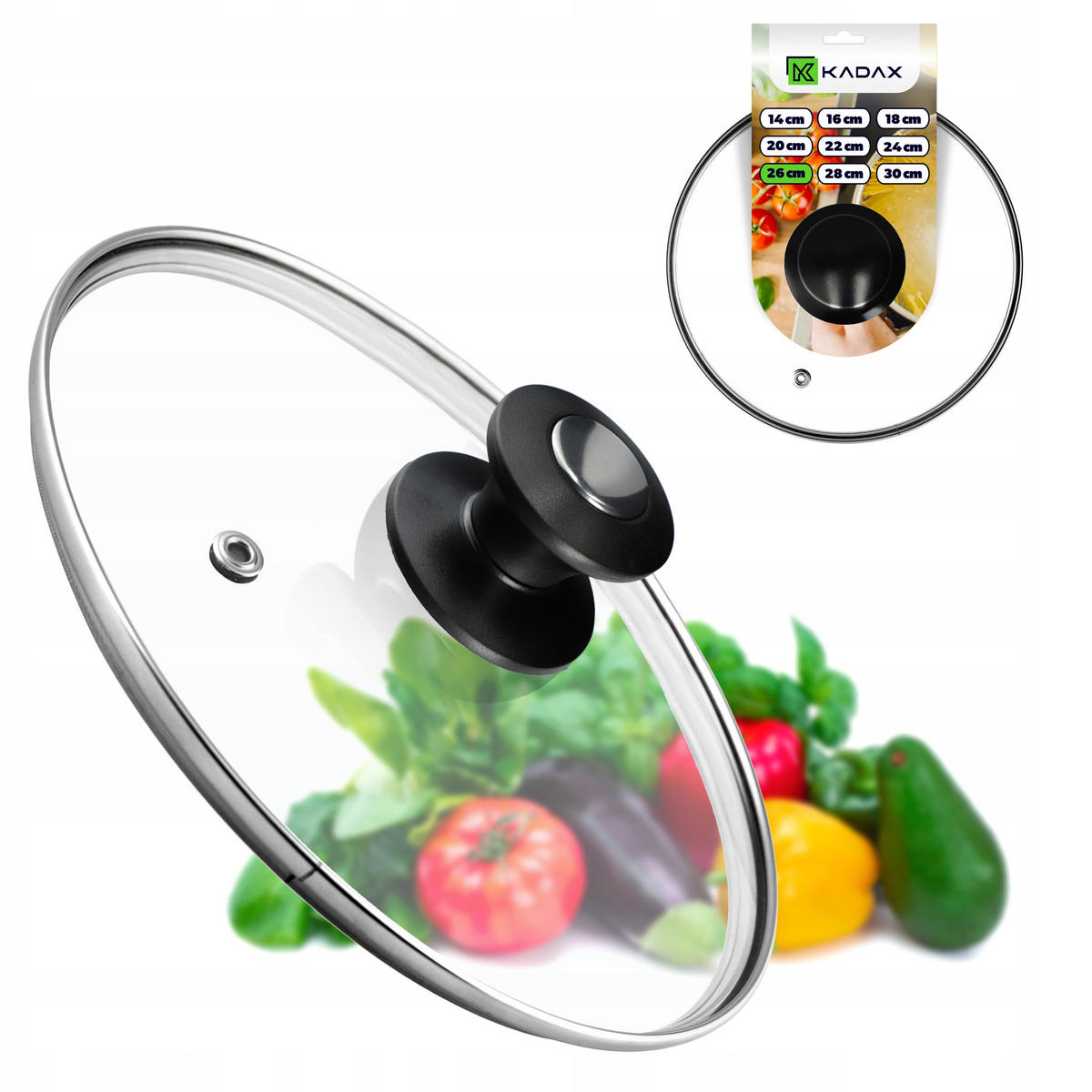 DECKEL mit Griff, 26 cm, 1 Stück - Transparent, Glas/Kunststoff (26cm) - KADAX