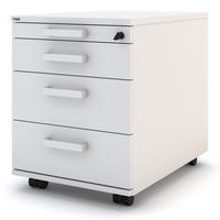 ROLLCONTAINER Pontis mit 4 Schubladen abschließbar mit Griffen und Zentralverschluss Weiß - Weiß, Holz (41.5/53.3/58.4cm) - ASSMANN