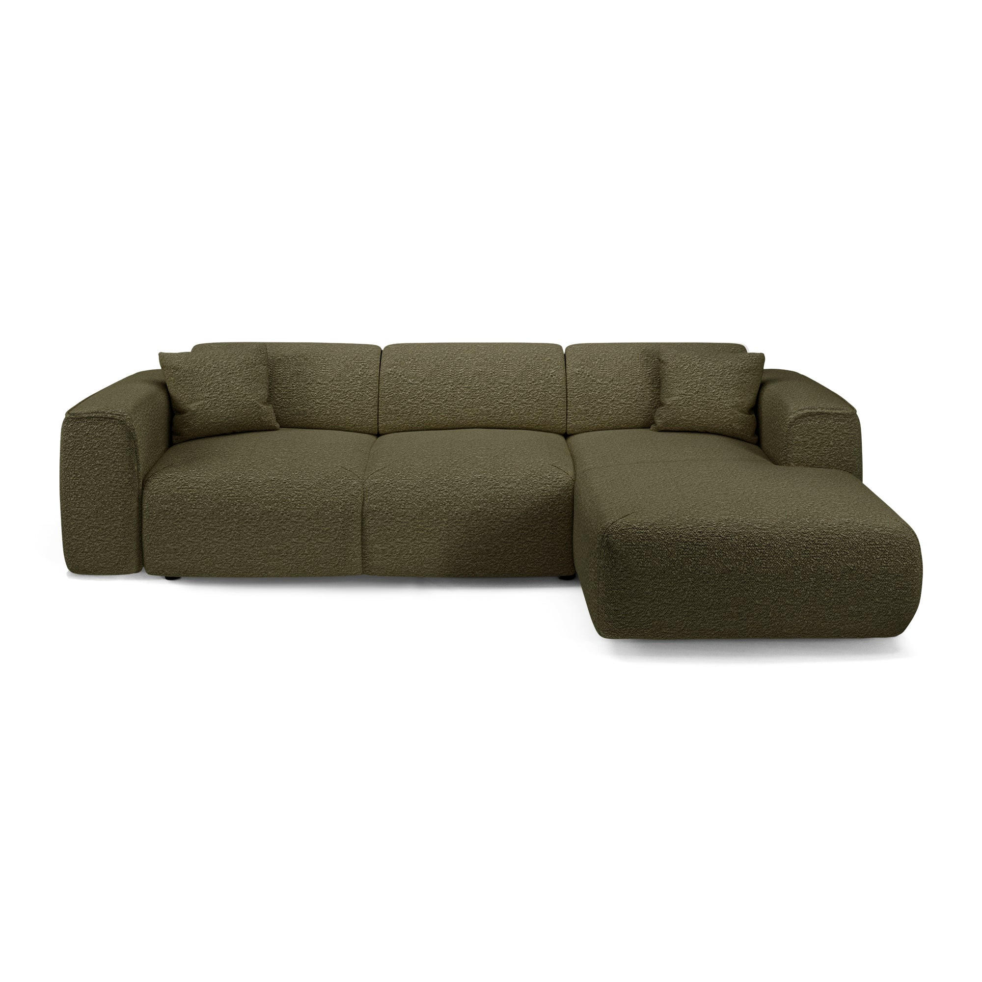 ECKSCHLAFSOFA Bouclé-Stoff Olivgrün 283cm - Olivgrün, Textil (283/180cm) - Sia Home