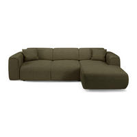 ECKSCHLAFSOFA Bouclé-Stoff Olivgrün 283cm - Olivgrün, Textil (283/180cm) - Sia Home