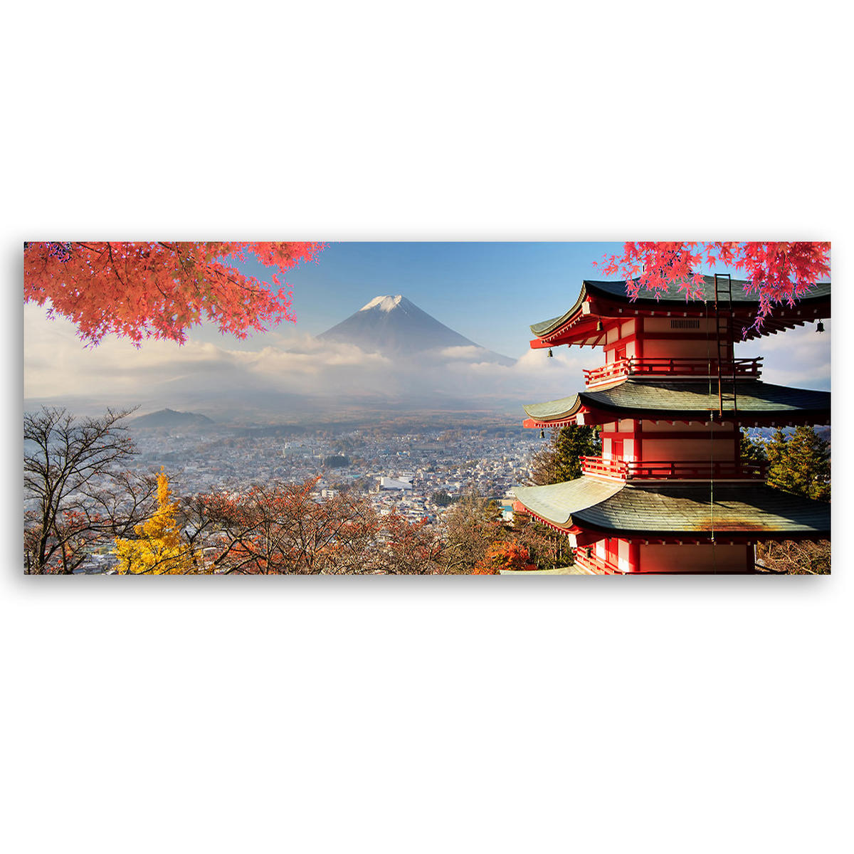 WANDBILD berg fuji landschaft - Multicolor, Textil (90/30cm) - Feeby