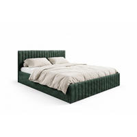 POLSTERBETT Sona Grün 90x200 cm, mit Bettkasten und hohem Kopfteil - Grün, Holzwerkstoff/Textil (90/200cm) - Bettso
