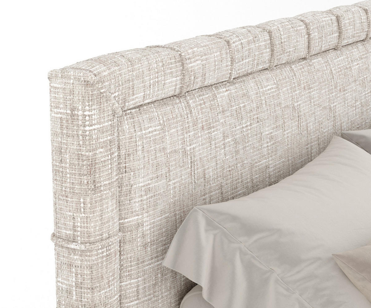 BOXBETT Estelle Creme 180/200 cm im Webstoff - Creme/Schwarz, Holz/Holzwerkstoff (180/200cm) - Maison de Reve