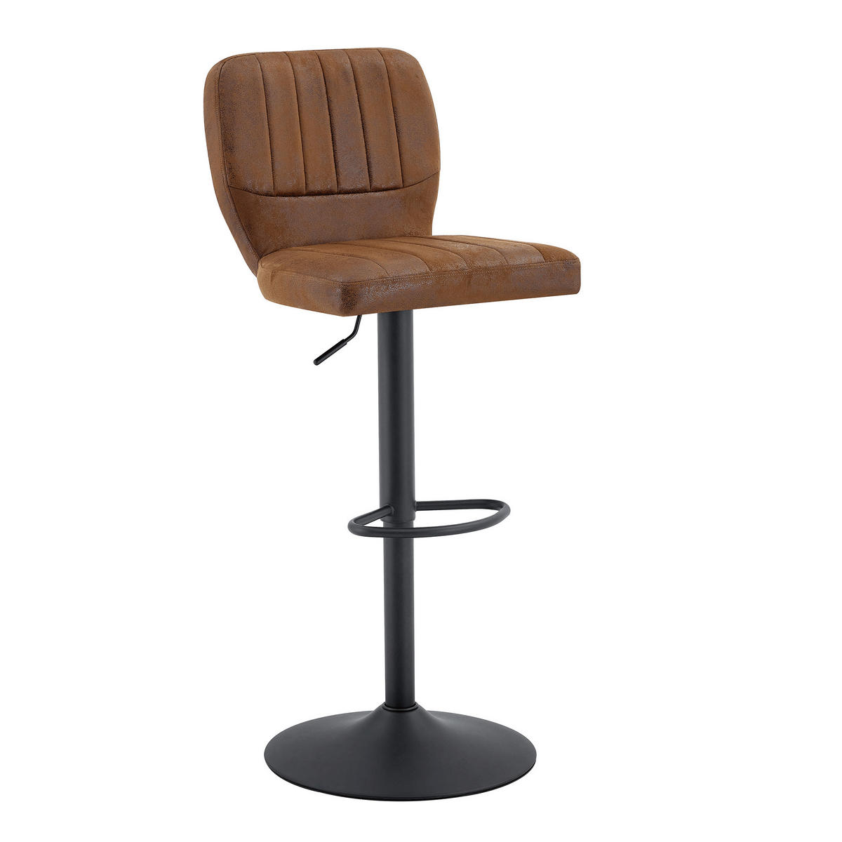 BARHOCKER 2er-Set Braun-Schwarz höhenverstellbar & 360° drehbar mit Rückenlehne - Schwarz, Metall (52/93/45cm) - PANGIVO