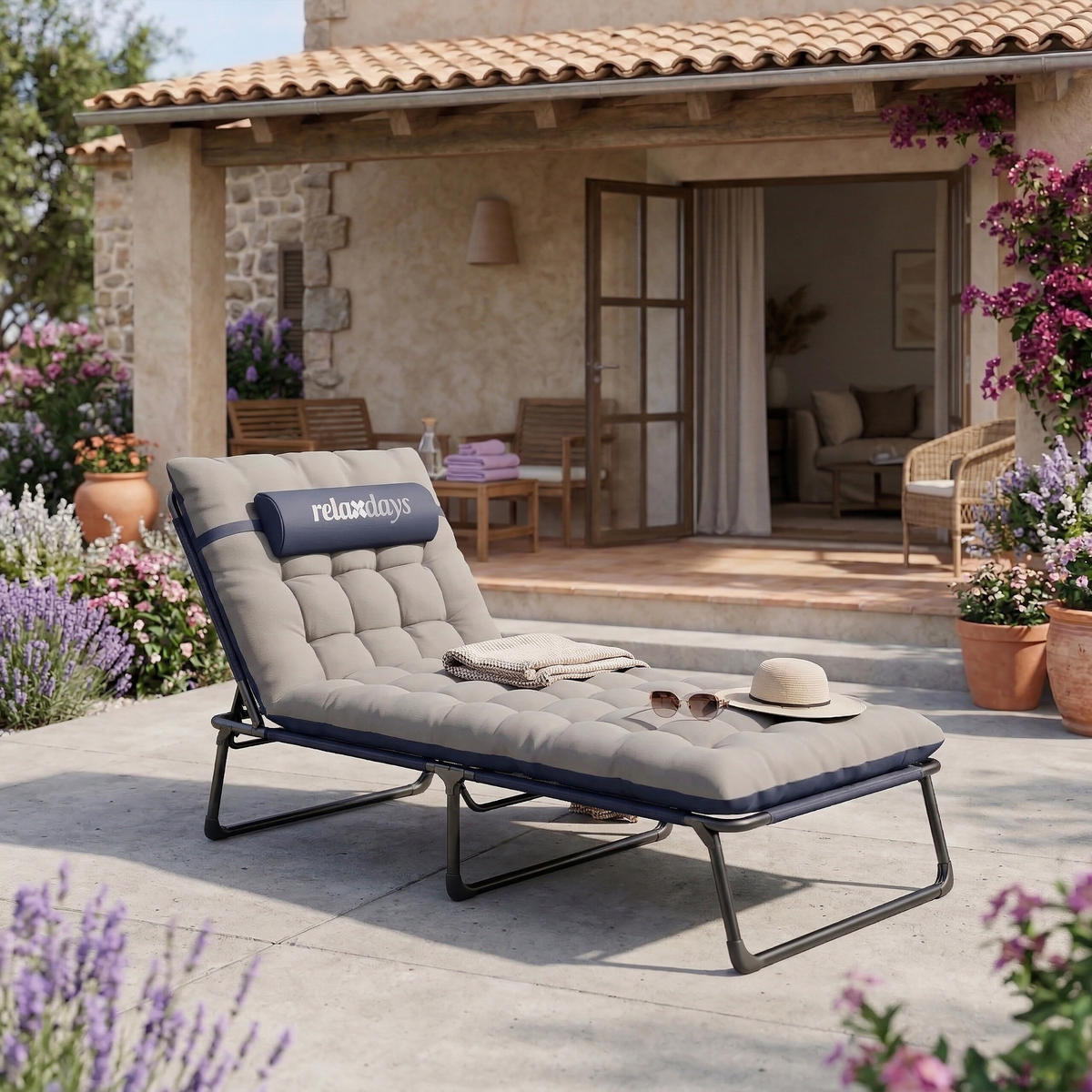 KEMPINGOVÉ lôžko - modrá, kov/textil - Relaxdays