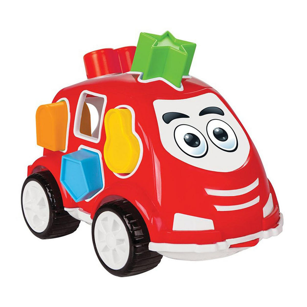 SORTIERSPIEL Steckspiel Auto 03187 rot verschiedene Formen und Farben, Fahrzeugform, ab 1 Jahr, Steckbox - Rot, Kunststoff (12/21/13cm) - Pilsan