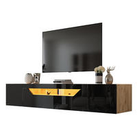 TV-ELEMENT wandmontiert 180 x 37 x 36 cm Schwarz/Natur mit LED - Schwarz, Holzwerkstoff (37/36/180cm) - Beauniv