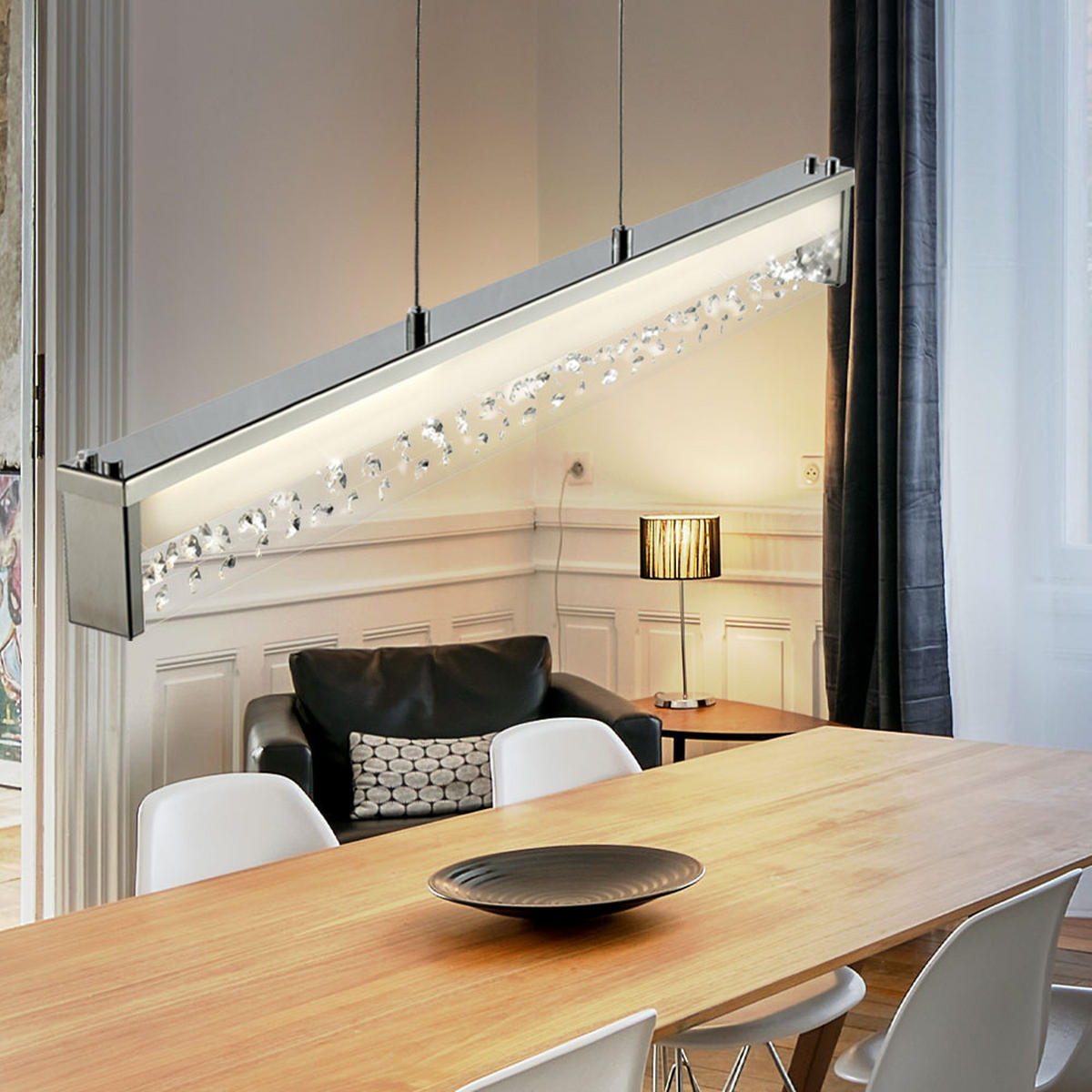 LED HÄNGELEUCHTE Doriana Silber Kristallglas - Silberfarben, Metall (78/4/120cm) - Esto