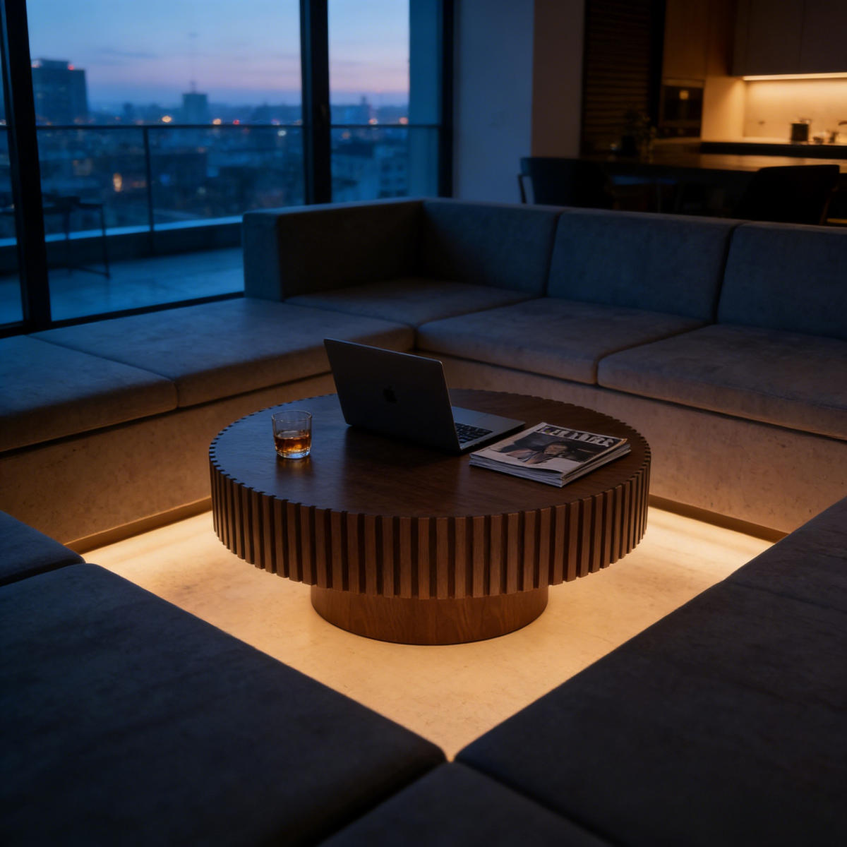 COUCHTISCH 80/80/35 cm walnuss aus MDF mit Rillenrand - Walnussfarben, Holzwerkstoff (80/80/35cm) - OKWISH