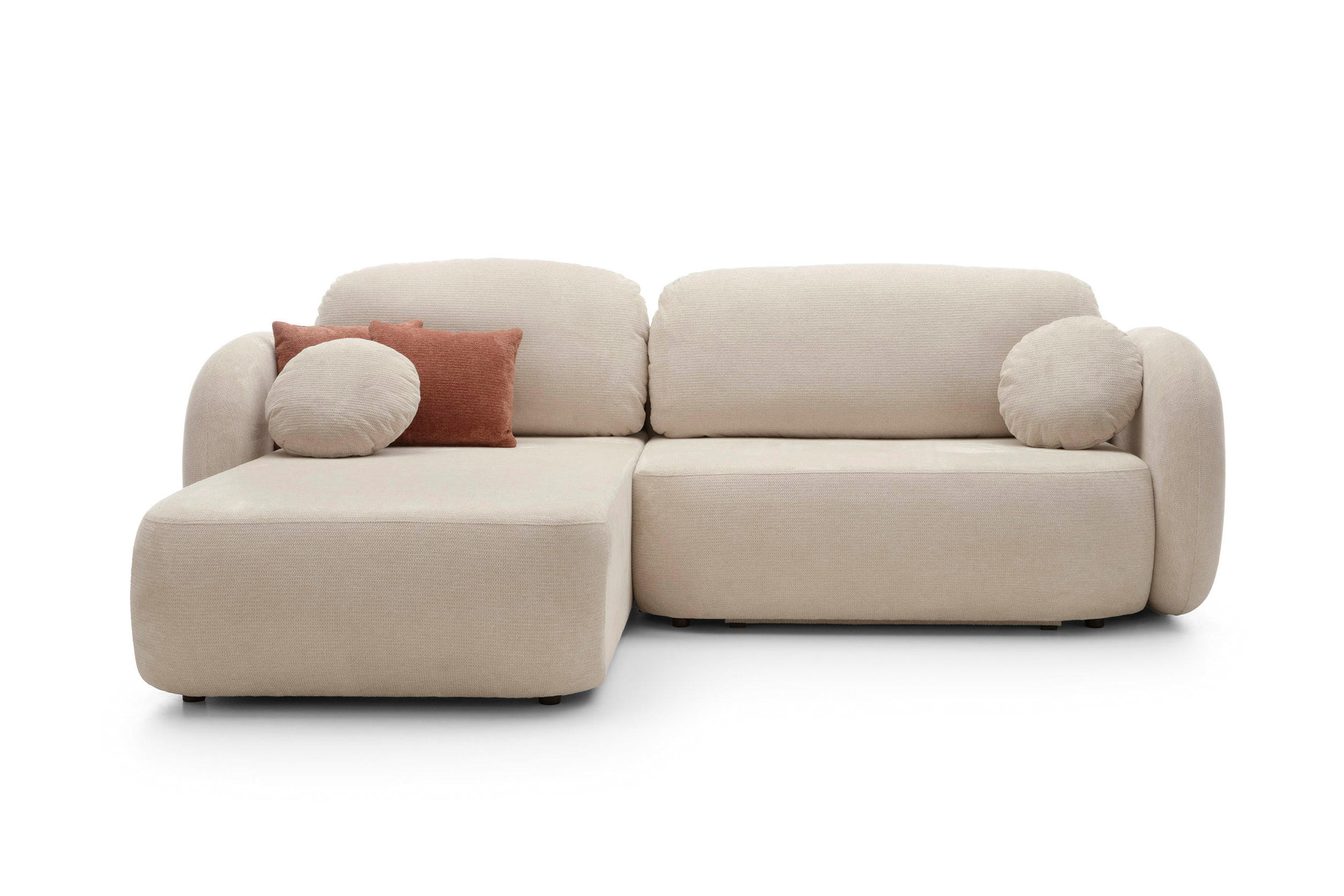 ECKSOFA OLIO L-Form Schlaffunktion mit Bettkasten, lose Rückenkissen, freistehend, LINKS 174x248 cm Beige - Beige, Holz/Textil (174/248cm) - DomoHome