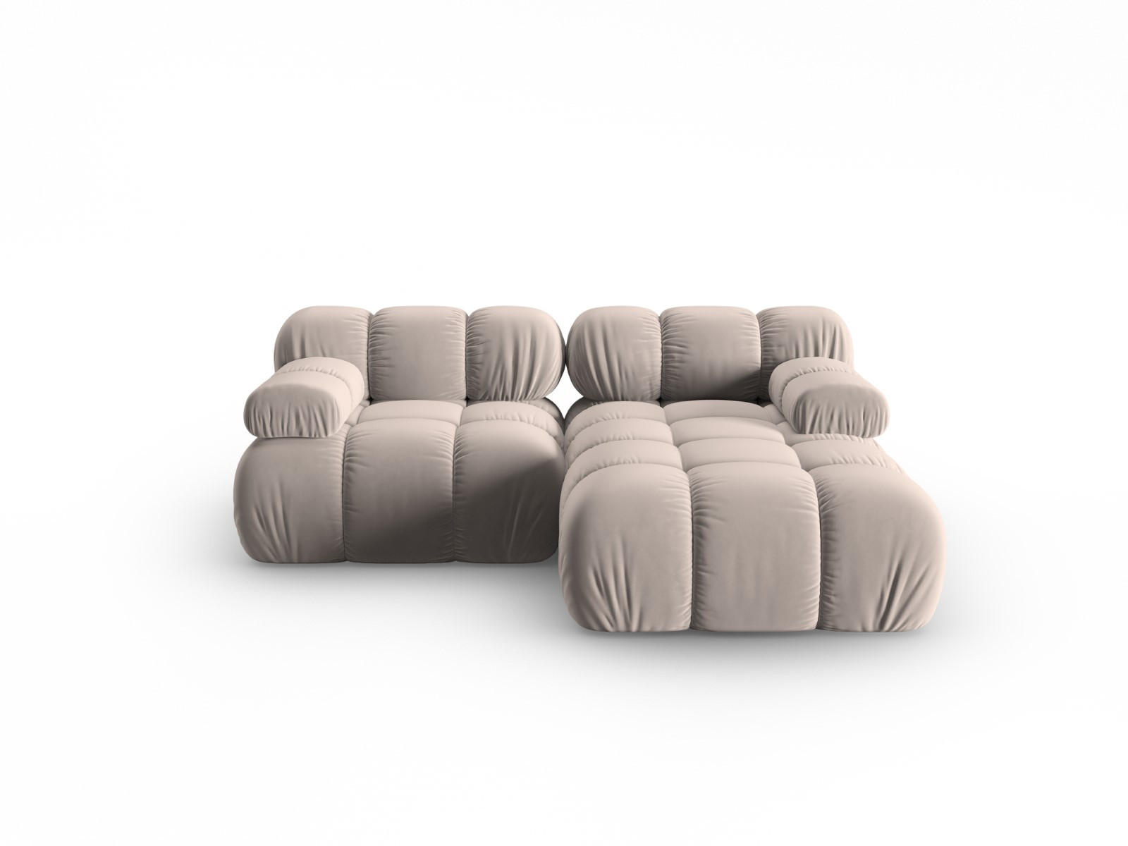 MODULARES-ECKSOFA rechts Bellis aus Samt beige 3 Sitzplätze - Beige, Textil (157/191cm) - Micadoni