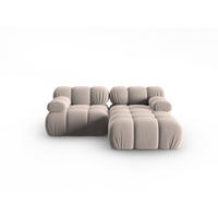 MODULARES-ECKSOFA rechts Bellis aus Samt beige 3 Sitzplätze - Beige, Textil (157/191cm) - Micadoni