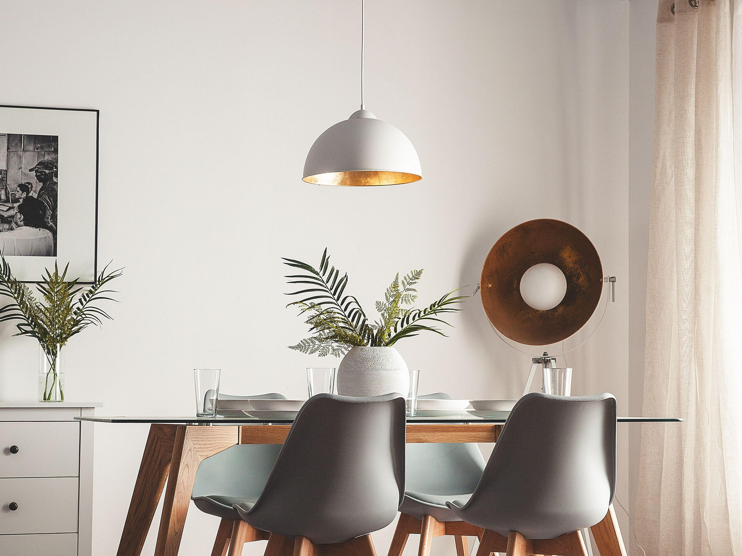 HÄNGELEUCHTE Cetina 40/40/129 cm - Weiß, Metall (40/40/129cm) - Beliani