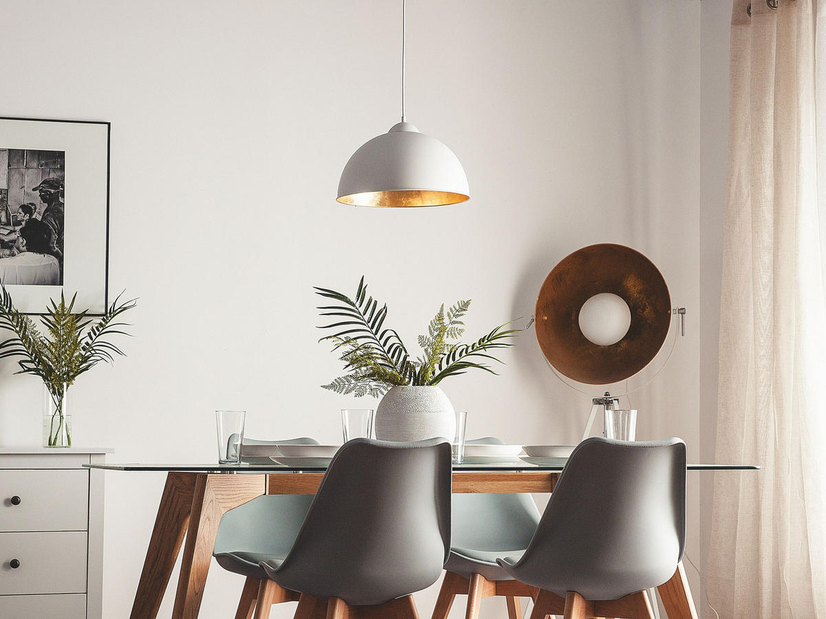 HÄNGELEUCHTE Cetina 40/40/129 cm - Weiß, Metall (40/40/129cm) - Beliani