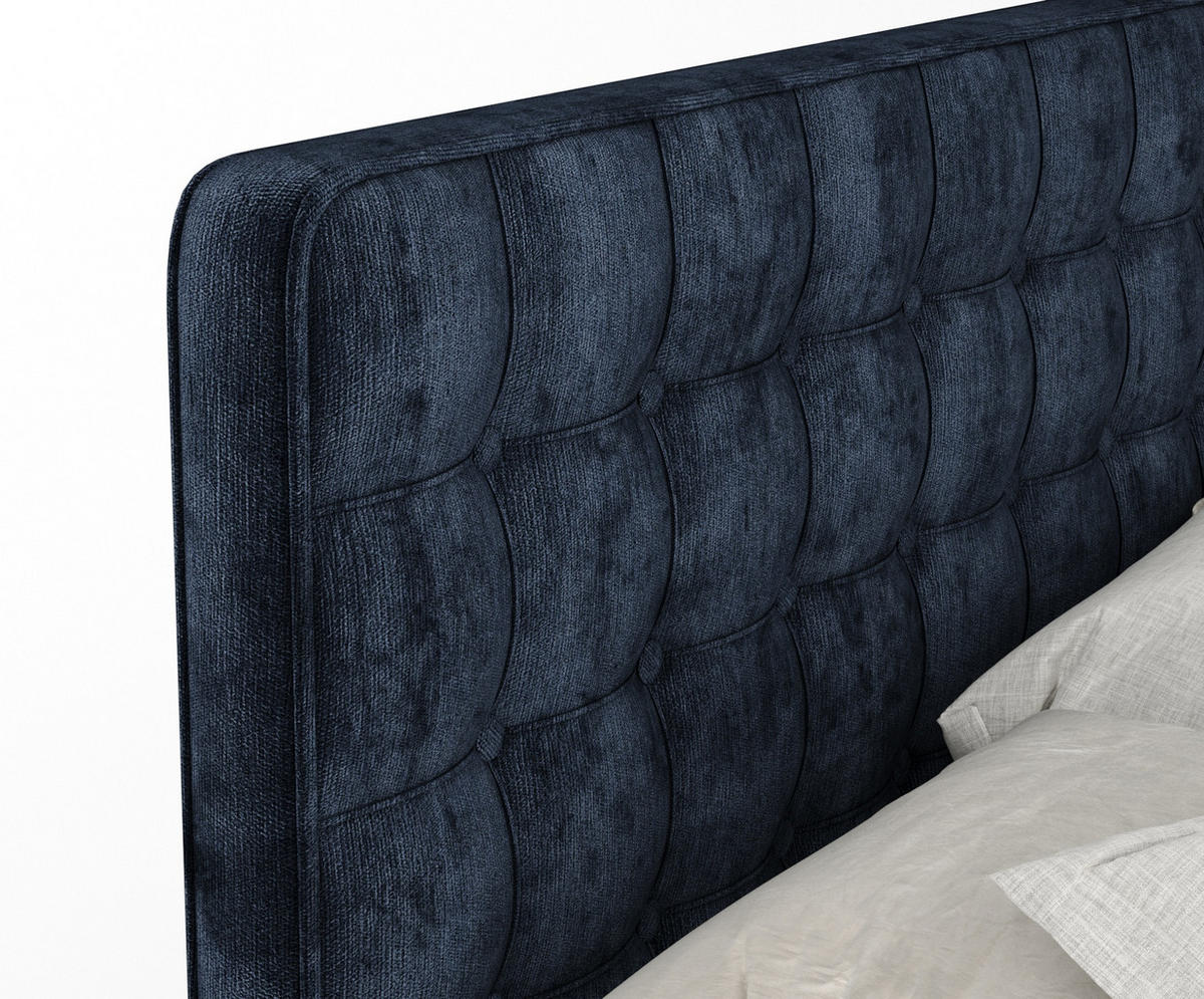 BOXSPRINGBETT Velouria Marineblau 200/200 cm - Schwarz/Dunkelblau, Holz/Holzwerkstoff (200/200cm) - Maison de Reve