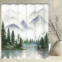 DUSCHVORHANG Berge 180 x 200 cm Wasserabweisend Waschbar Polyester Stoff mit 12 Ringen - Multicolor, Textil (180/200cm)