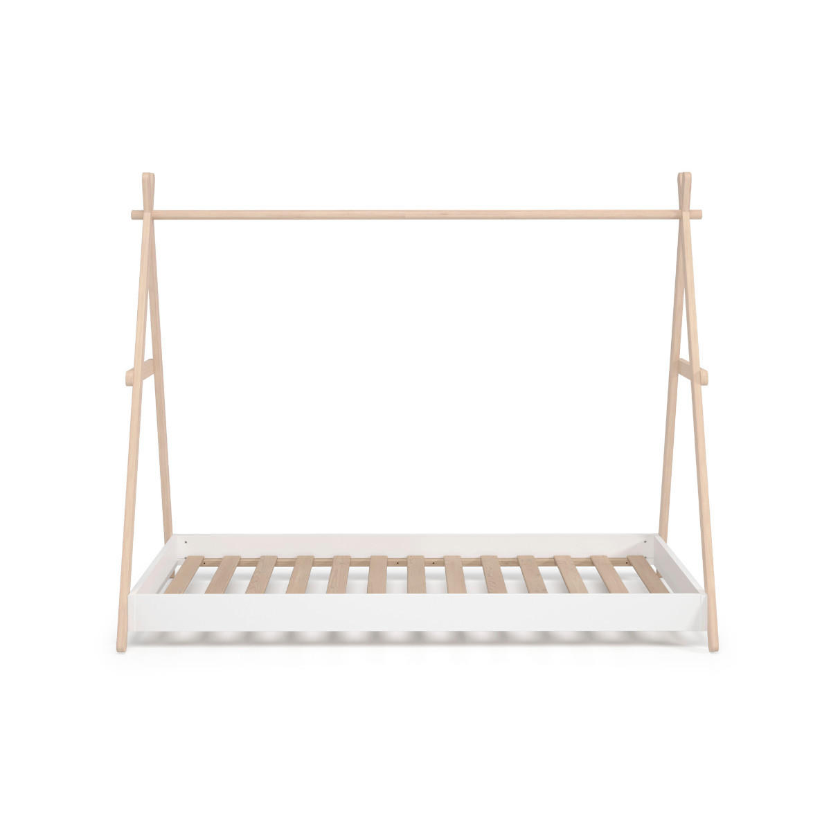 LIT cabane mit einer Liegefläche von 90x200 cm und höhenverstellbarem Rahmen. 104,5/209,4/160 cm - Braun, Holz (200/90cm) - Calicosy