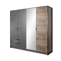 DREHTÜRENSCHRANK ARDENTE 220/204,4/56,2 cm 4-türig mit Spiegel Braun - Hellgrau/Braun, Holzwerkstoff (220/204.4/56.2cm) - MASSENO