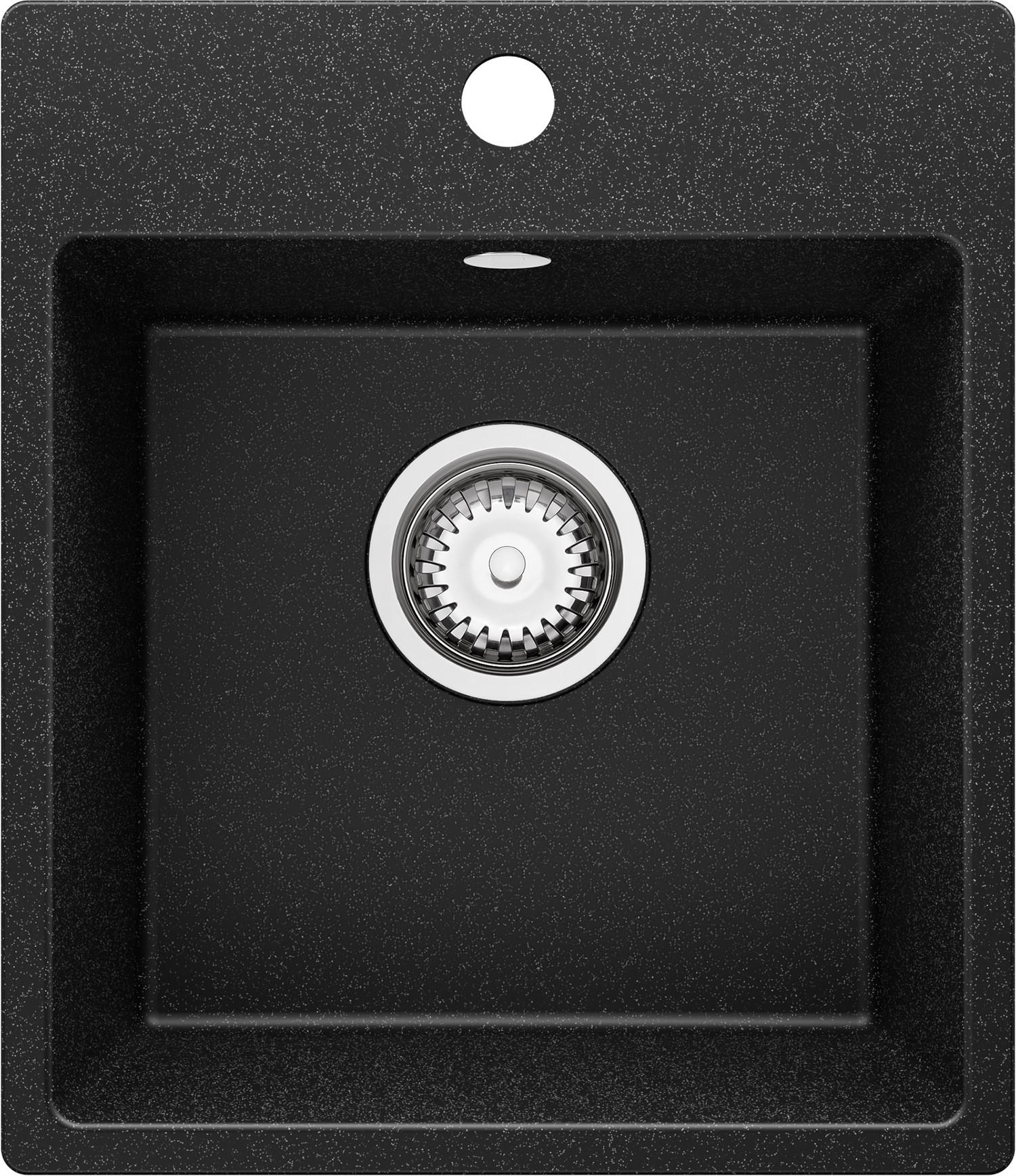 SPÜLBECKEN Riga Easy, 2-er set Anthrazit 38/44 cm 1 Becken + Ablauf-Set ab 40er Unterschrank - Chromfarben/Anthrazit, Kunststoff (38/19/44cm) - Primagran