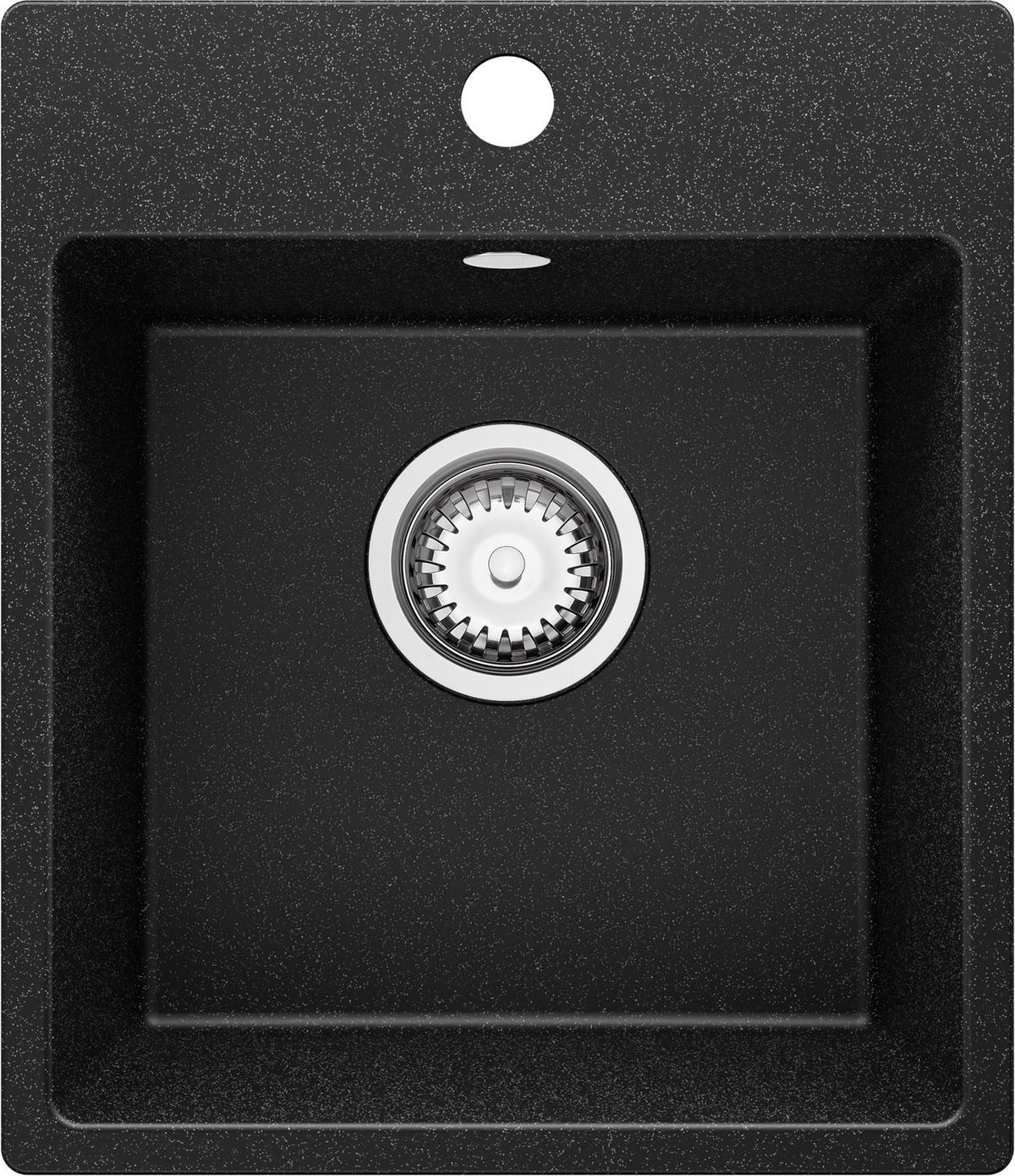 SPÜLBECKEN Riga Easy, 2-er set Anthrazit 38/44 cm 1 Becken + Ablauf-Set ab 40er Unterschrank - Chromfarben/Anthrazit, Kunststoff (38/19/44cm) - Primagran