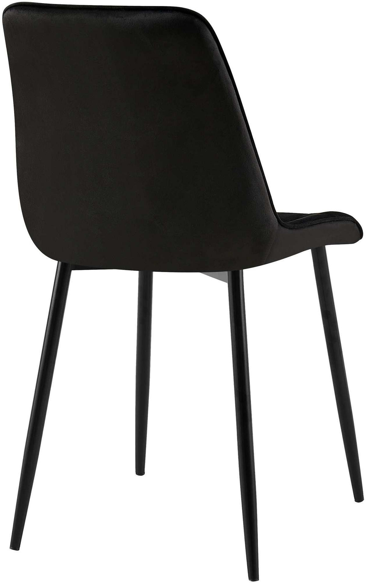 STUHL 2er Set Samt Schwarz - Schwarz, Textil/Metall (47/89/61cm) - CLP