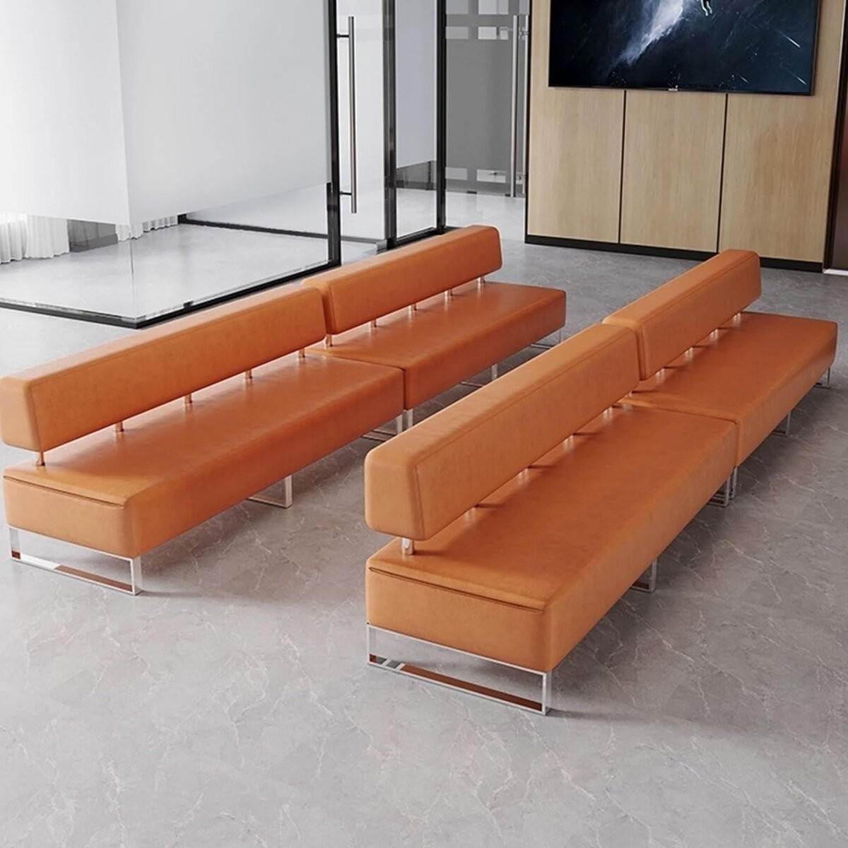 LÄSSIGES Sofa – Metallbeine, Lederbezug, Schaumstoffkern - Braun, Metall (60/70/150cm)