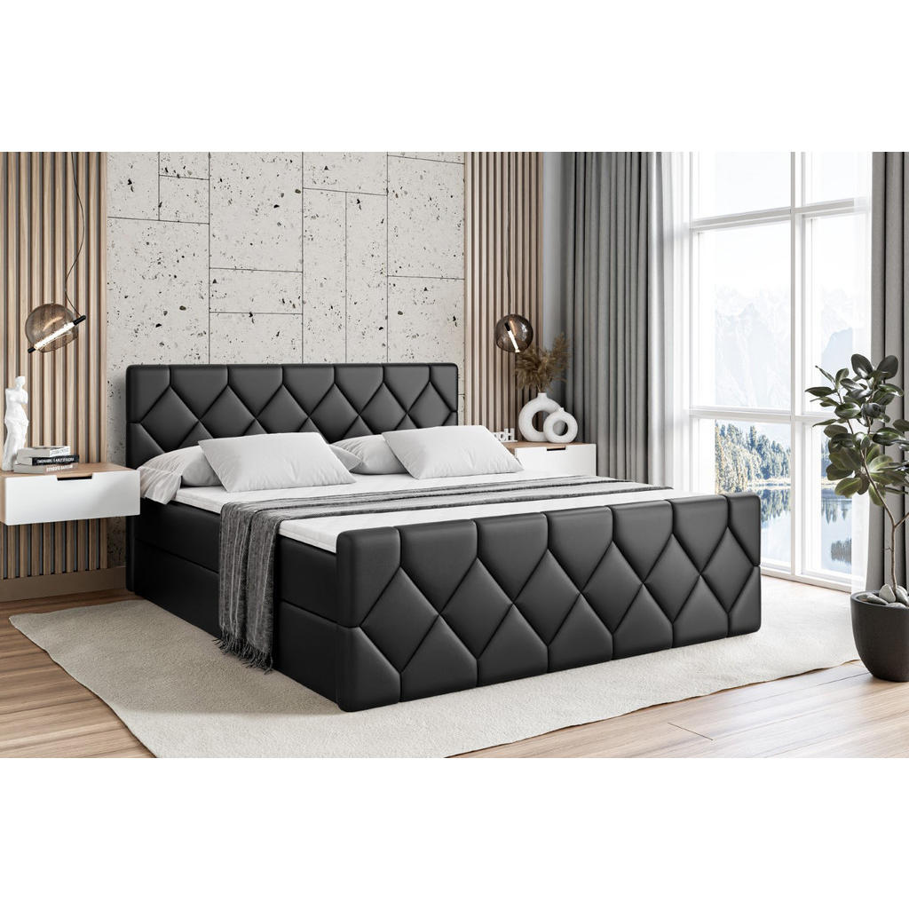 Thumbnail - Altdecor Boxbett, Schwarz Hochglanz, Holzwerkstoff, Höhe ca. 20 cm, 140x200 cm, Schlafzimmer, Betten, Boxspringbetten