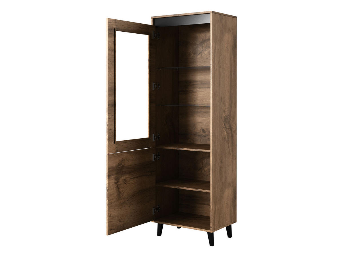 STANDVITRINE Nord - Eiche Wotan/Schwarz, Holzwerkstoff/Kunststoff (60/183/38cm) - MIRJAN24