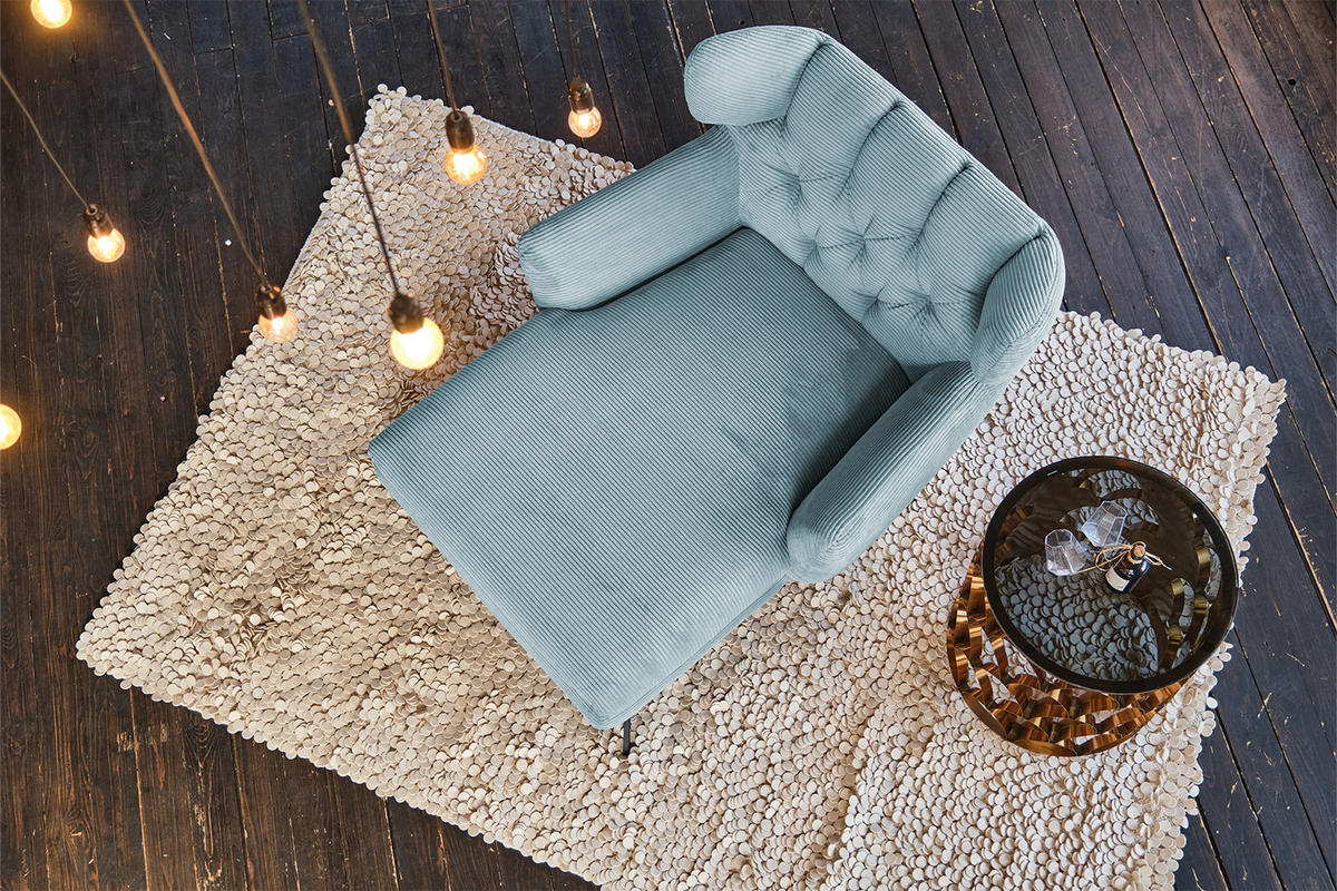 LONGSEAT CHAMRE Hellblau - Schwarz/Hellblau, Textil/Metall (130/95/160cm) - KAWOLA