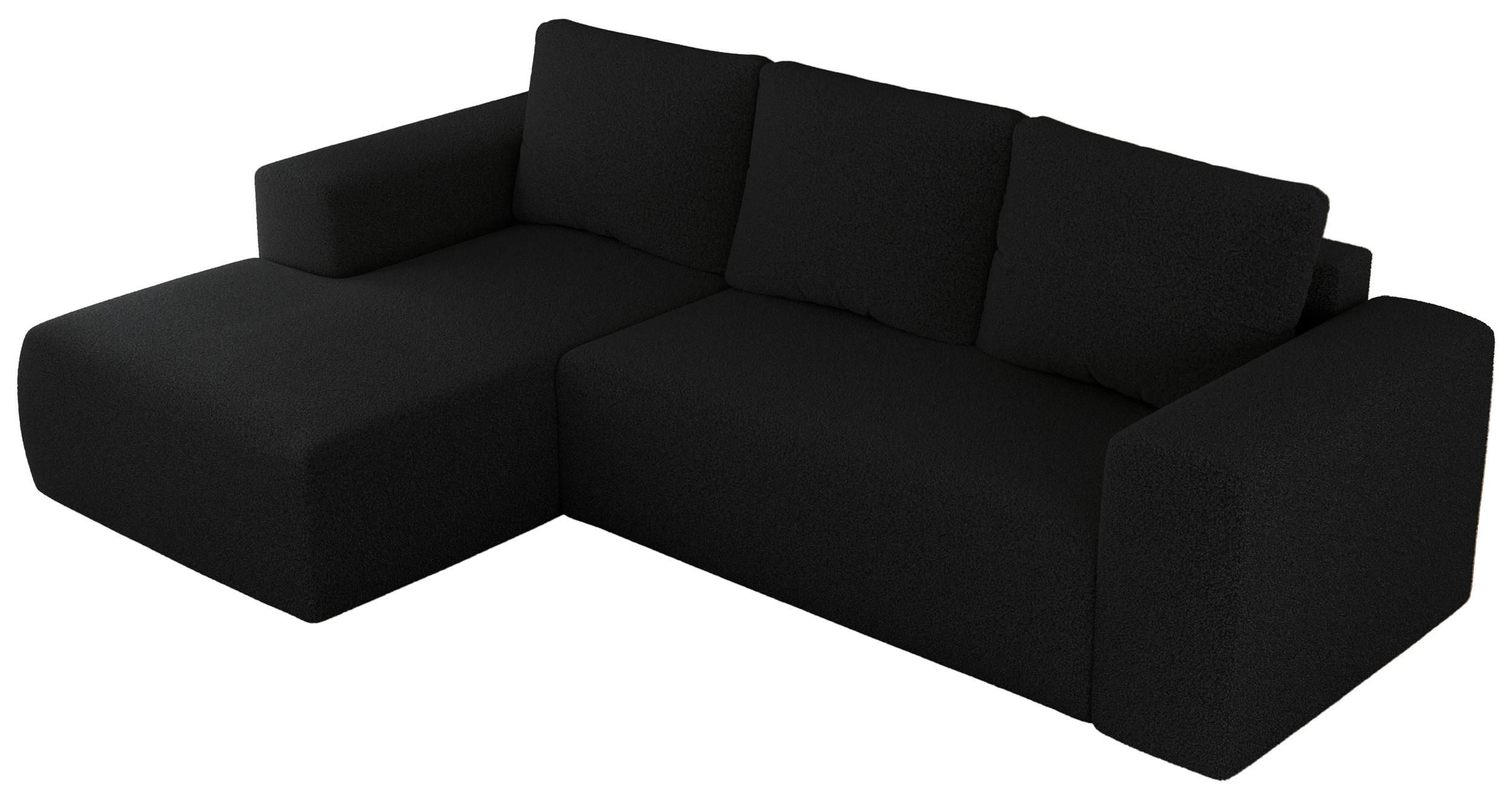 ECKSOFA TRENTINO L Schwarz Boucle - Links - Schwarz, Textil (266/164cm) - MKS