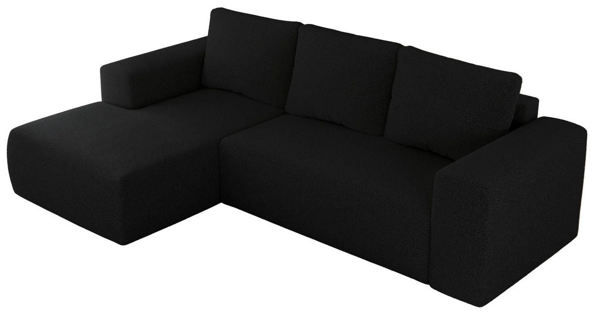 ECKSOFA TRENTINO L Schwarz Boucle - Links - Schwarz, Textil (266/164cm) - MKS