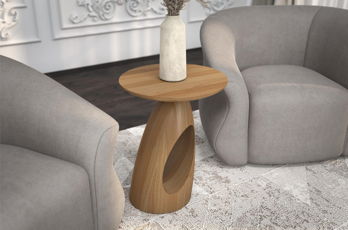 BEISTELLTISCH Island, Ovaler Tischplatte, Buche - lackiert, Naturfarben - Buchefarben, Holz (32/32/40cm) - Kayani