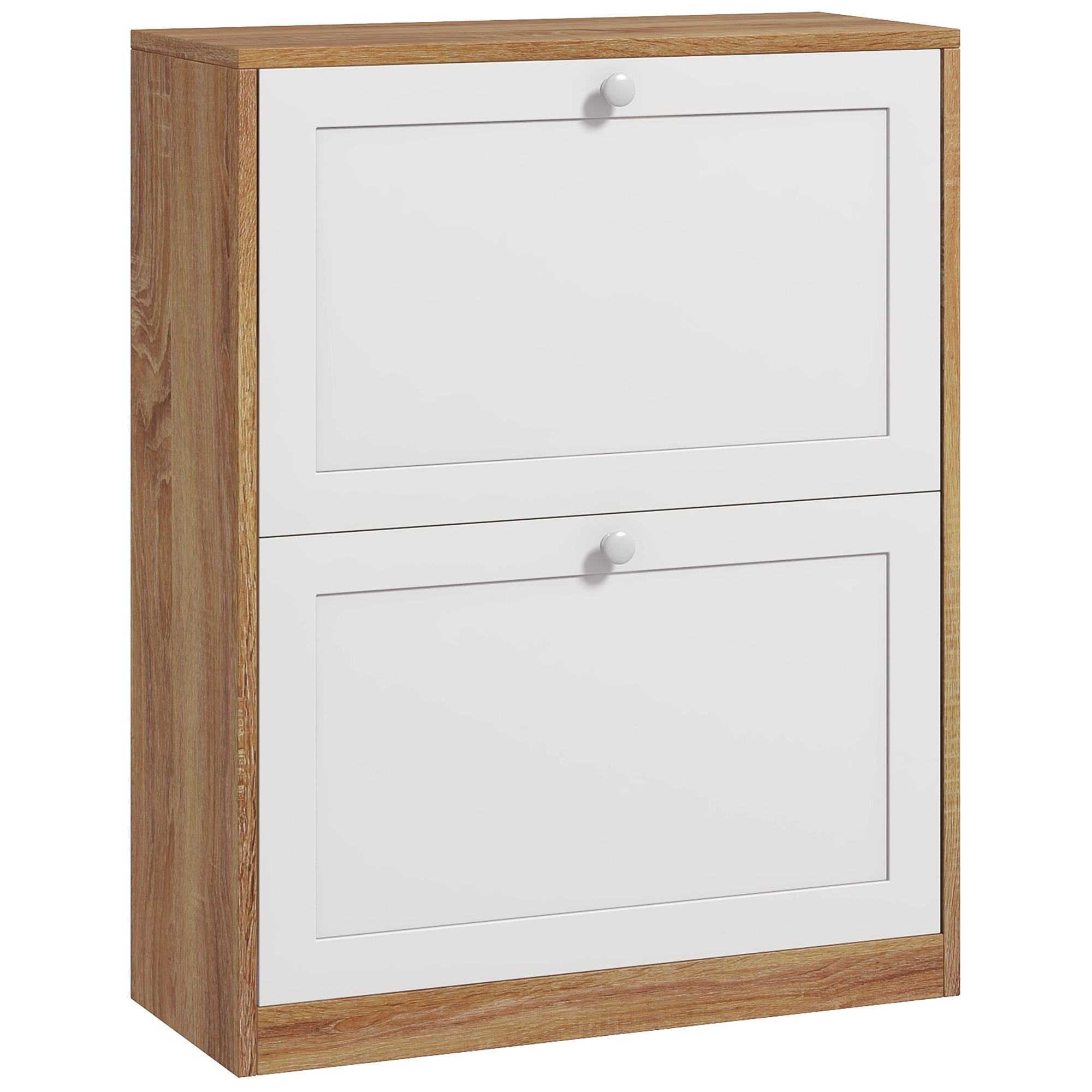 SCHUHSCHRANK DE-15053 2 Klapptüren mit verstellbaren Böden Weiß - Weiß, Holzwerkstoff (60/75.5/24.5cm) - ComfortXL