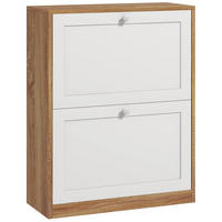 SCHUHSCHRANK DE-15053 2 Klapptüren mit verstellbaren Böden Weiß - Weiß, Holzwerkstoff (60/75.5/24.5cm) - ComfortXL